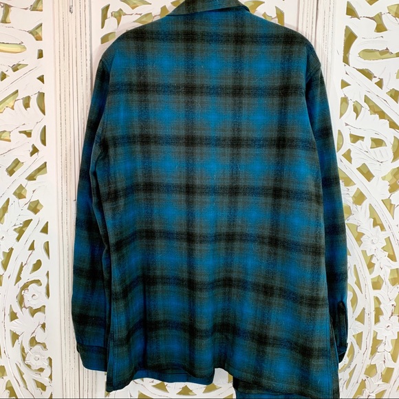 Pendleton Vintage Blue Plaid Wool Shirt Jacket - Picture 2 of 3